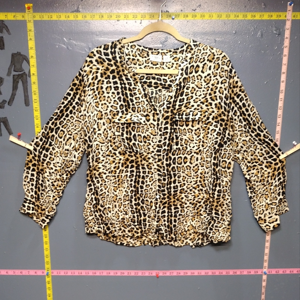 Cheetah print button down top